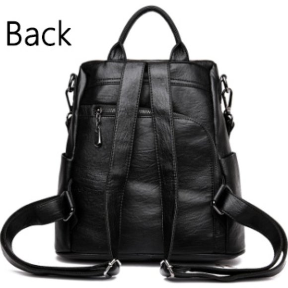 Female waterproof and leather backpack features main image 4